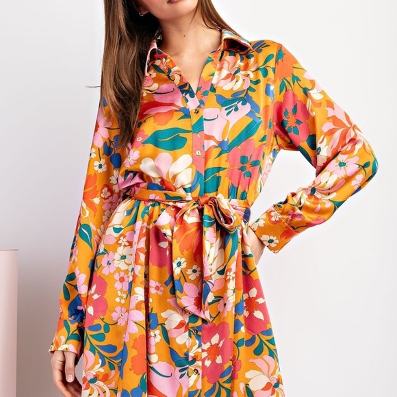 NWT Silky floral Print Dress - Picture 7 of 9